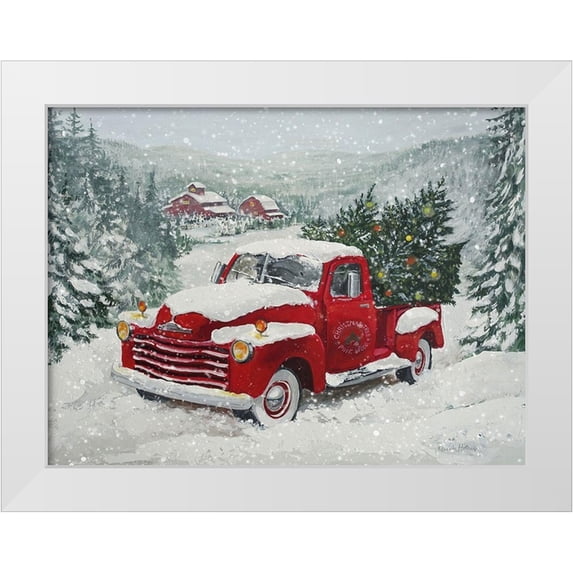 Holzner, Renate 32x25 White Modern Wood Framed Museum Art Print Titled - X-Mas Truck Pine Wood