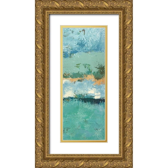 Holzner, Renate 9x18 Gold Ornate Wood Framed with Double Matting Museum Art Print Titled - Bluegreen Harmony 4