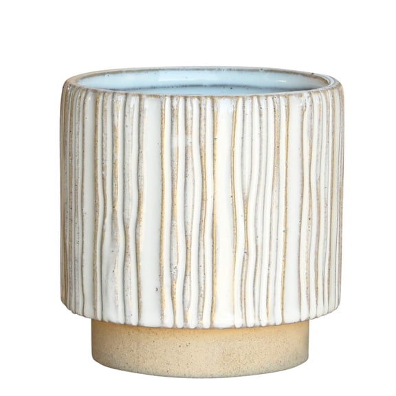 HomArt 2323-6 Ramos Vertical Stripe Cachepot Stoneware, 4.50-inch Height, Ceramic