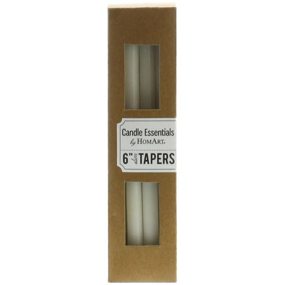 HomArt Box of 12 Slim Taper Unscented Candles - 6 Inch