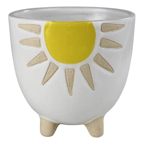 HomArt Cachepot with Sun, 4.75-inch Diameter, Ceramic