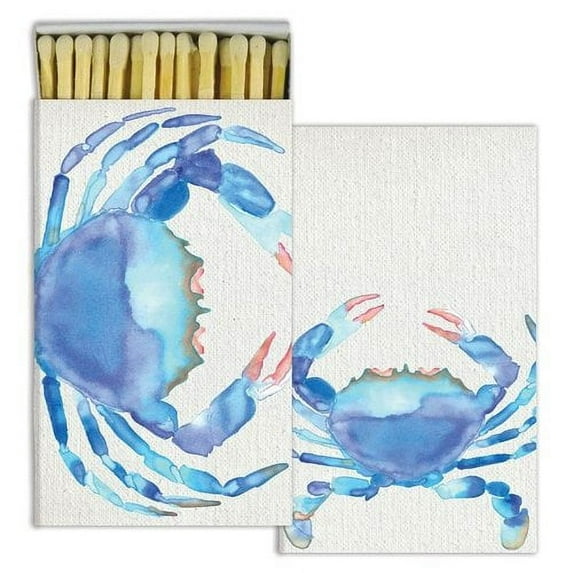 HomArt Fireplace Matches, Large, Watercolor Crab Design