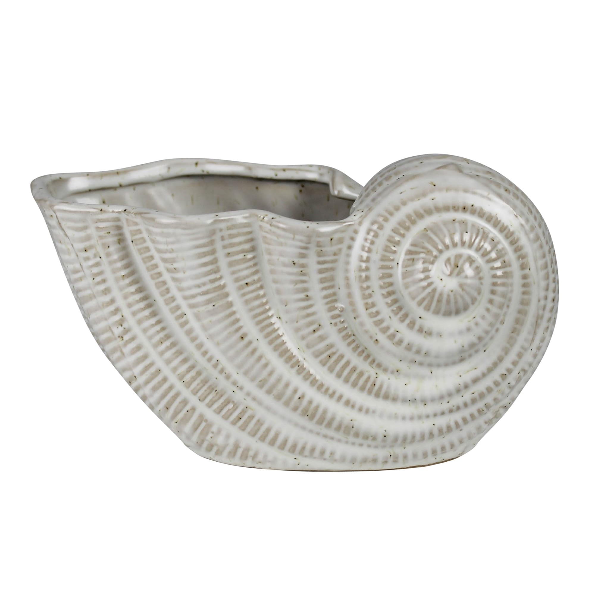 Natulilus Shell HomArt Nautilus Shell Planter, 4-Inch, Creamy White Glaze, Ceramic ...