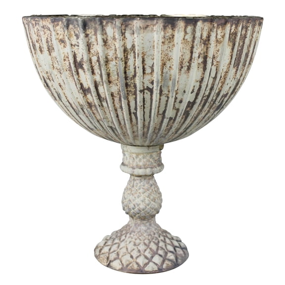 HomArt Nuance Footed Compote, 8-Inch, Antique Silver and Copper, Glass