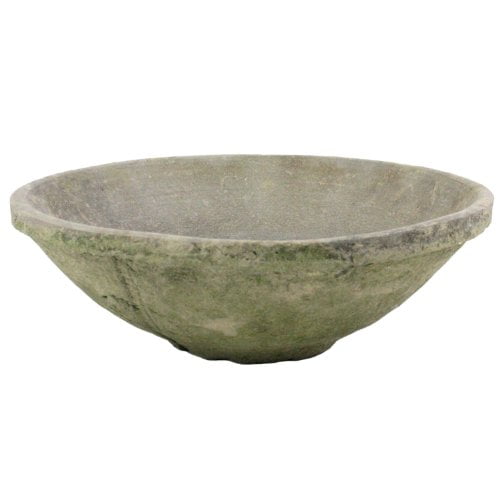 HomArt Rustic Terra Cotta Bowl, Medium, Moss Grey, 1-Count