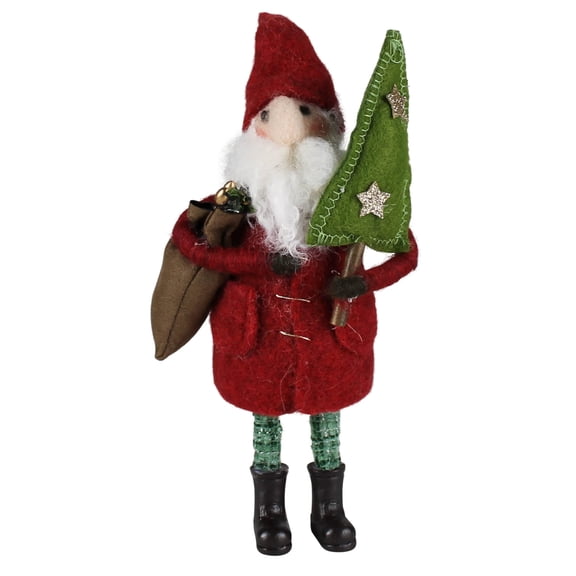 HomArt Santa with Christmas Tree Figurine, 8-inch Height, Felt