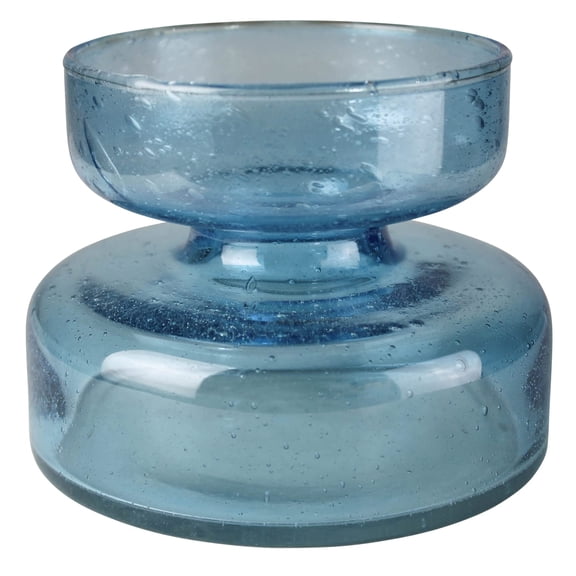 HomArt Seeded Glass Bulb Decorative Vase, 5-inch Diameter, Blue