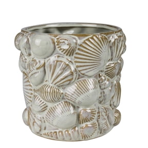 HomArt Shell Cachepot, 4-Inch, Ceramic