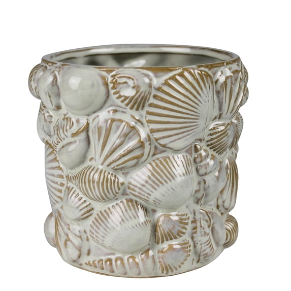 HomArt Shell Cachepot, 4-Inch, Ceramic