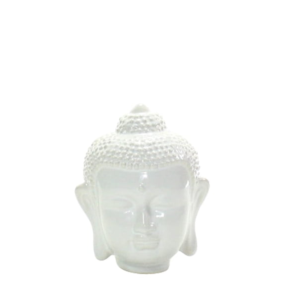 HomArt Shiny White Small Buddha Head, 5.50-inch Height, Ceramic