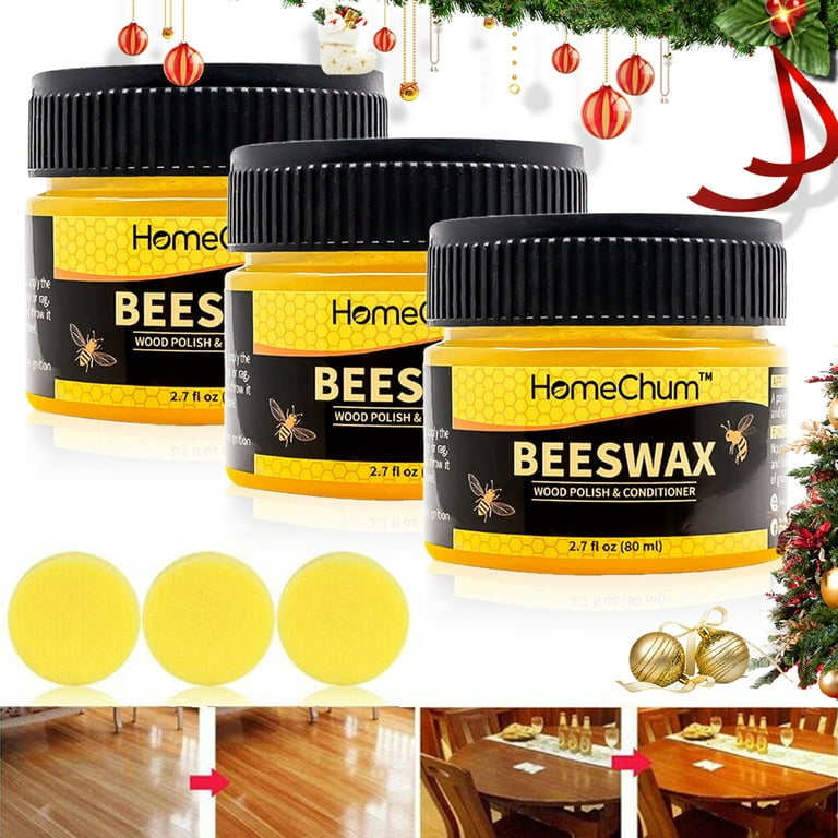 HomeChum 2 Pcs Natural Wood Seasoning Beeswax Furniture Polish Wax Ｗood  Cleaner Conditioner, Christmas Gifts 