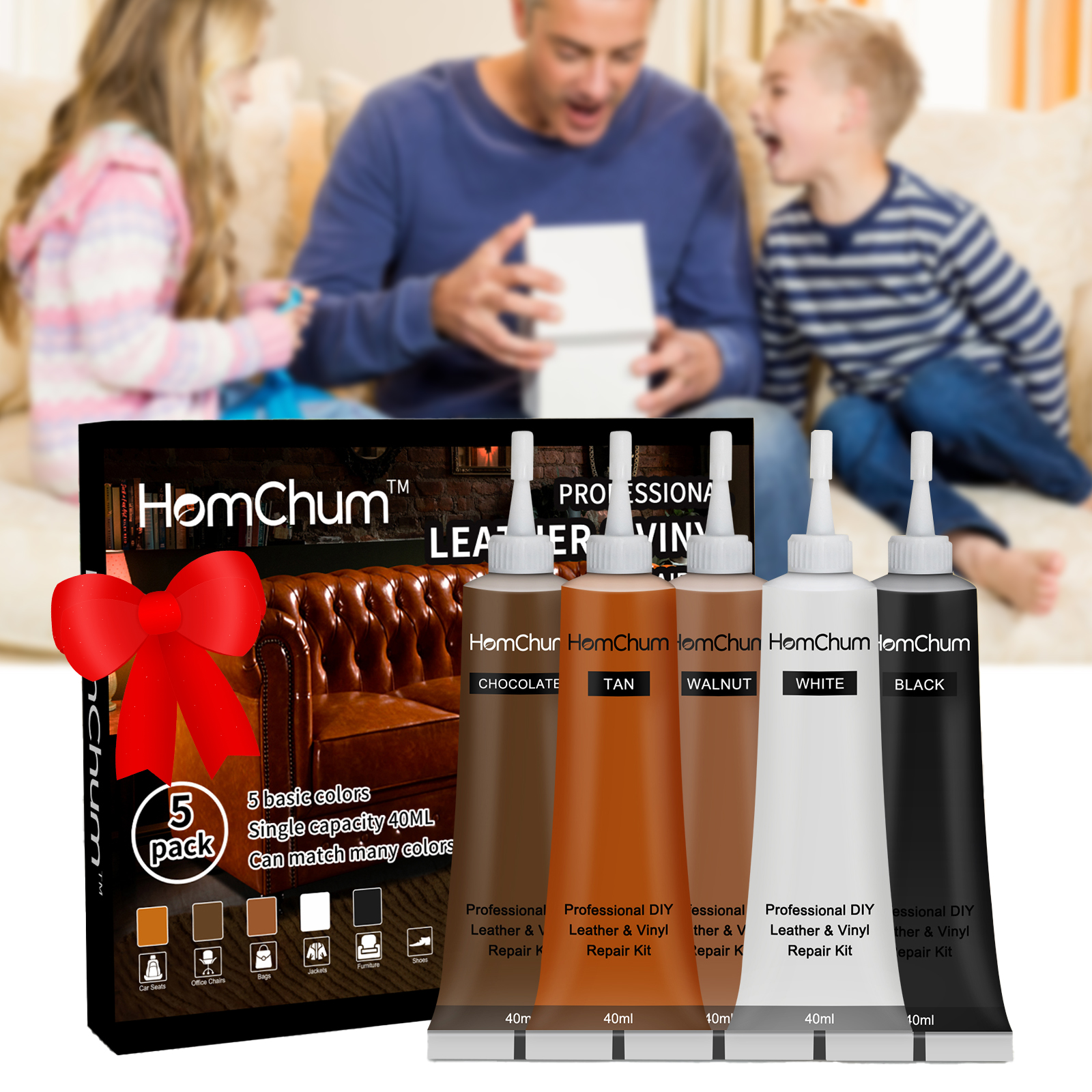 HomChum Brown Leather Repair Kits for Couches, Vinyl and Leather Repair