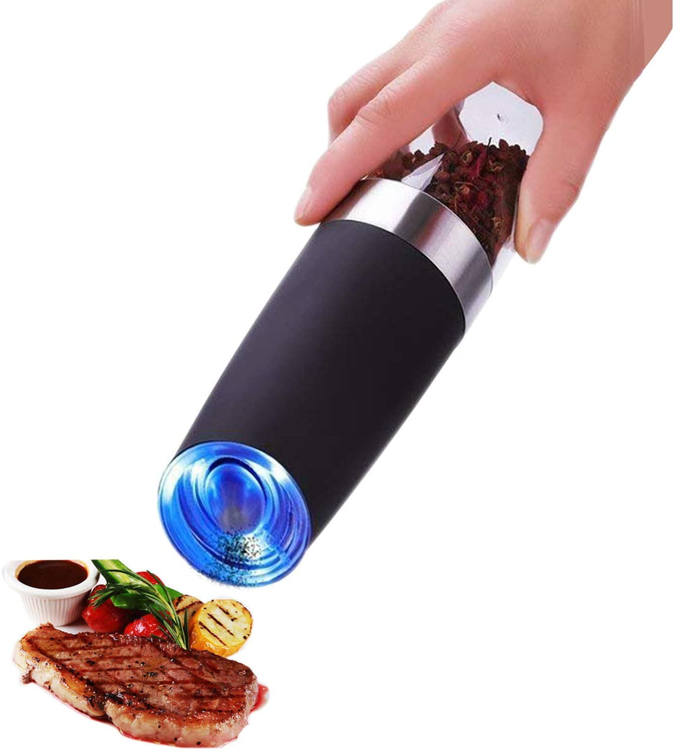 1pc LED Light Electric Automatic Salt and Pepper Grinder Gravity