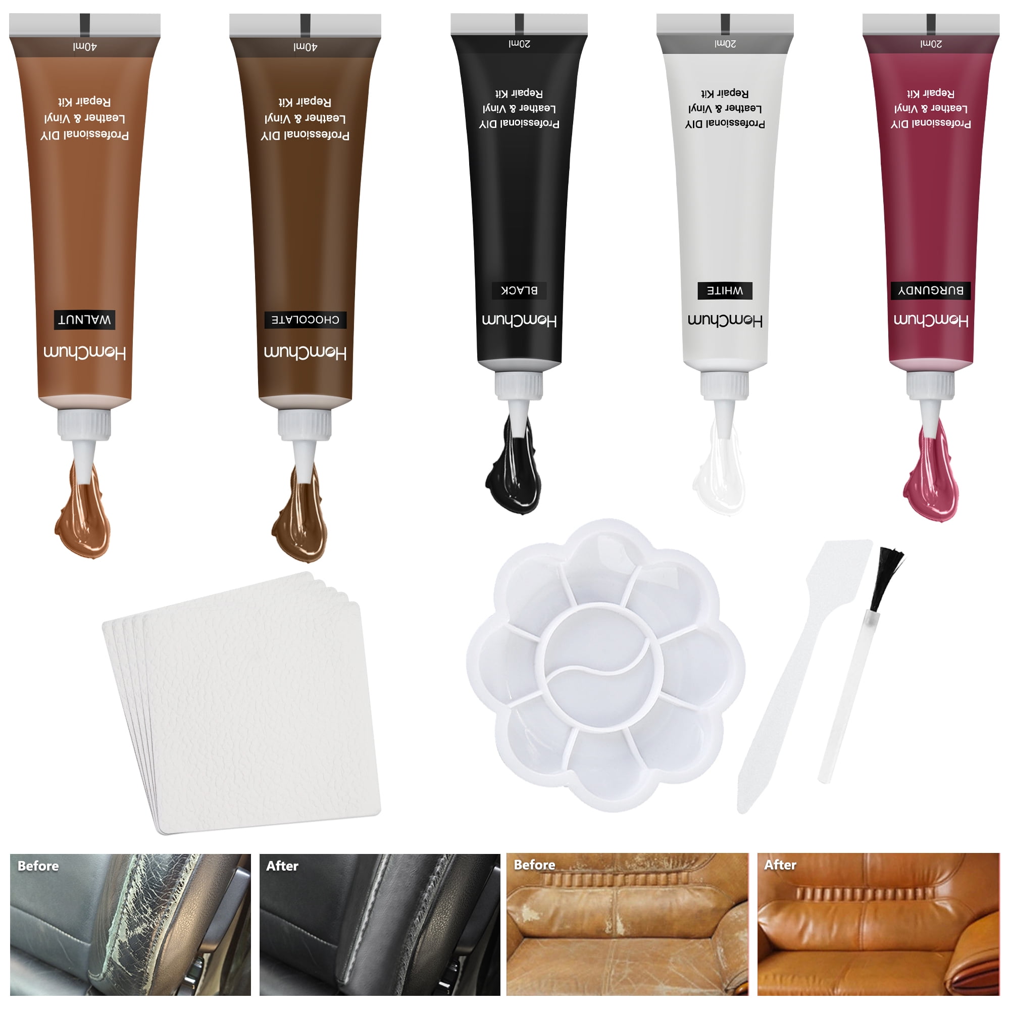 HomChum Leather Repair Kits for Couches Dark Brown, Black Leather Repair  Kit for Couch Leather - Leather Restorer Vinyl Repair Kit - Leather Scratch  Repair for Couch, Boat Seats 