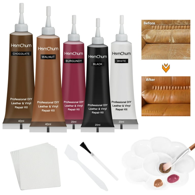 HomChum Leather Repair Kits for Couches Dark Brown, Black Leather