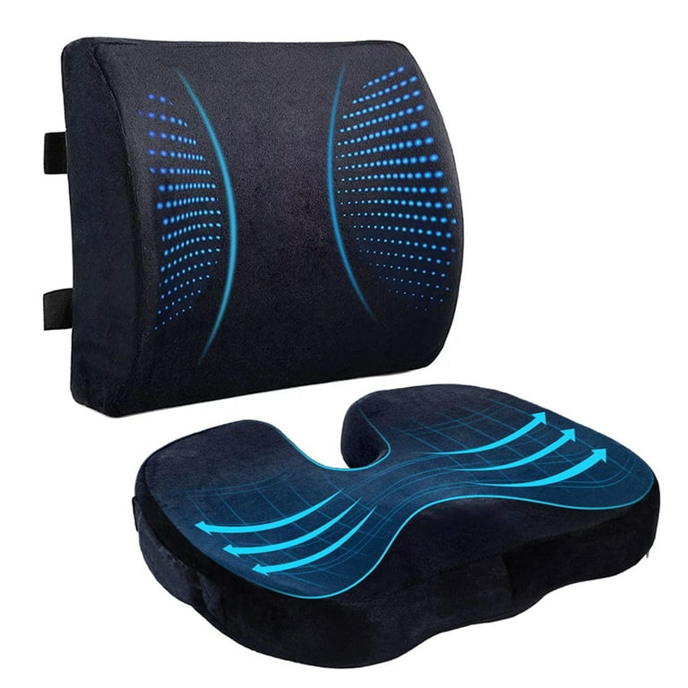 Homchum Memory Foam Seat Cushion and Lumbar Support Pillow for Office Chair  Car Seat Support for Tailbone Lower Back Pain Sciatica Relief