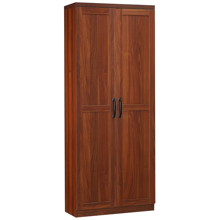 HomCom 2 Door Kitchen Pantry Cabinet Cupboard with 5 Tier Storage Shelves Brown