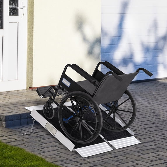 HOMCOM 2' Portable Wheelchair Ramp for Home, Threshold Handicap Ramp