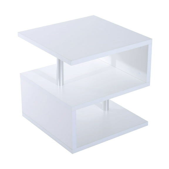 HomCom 20" Modern Designer S-Shaped Multi Level Accent End Table Shelf - White