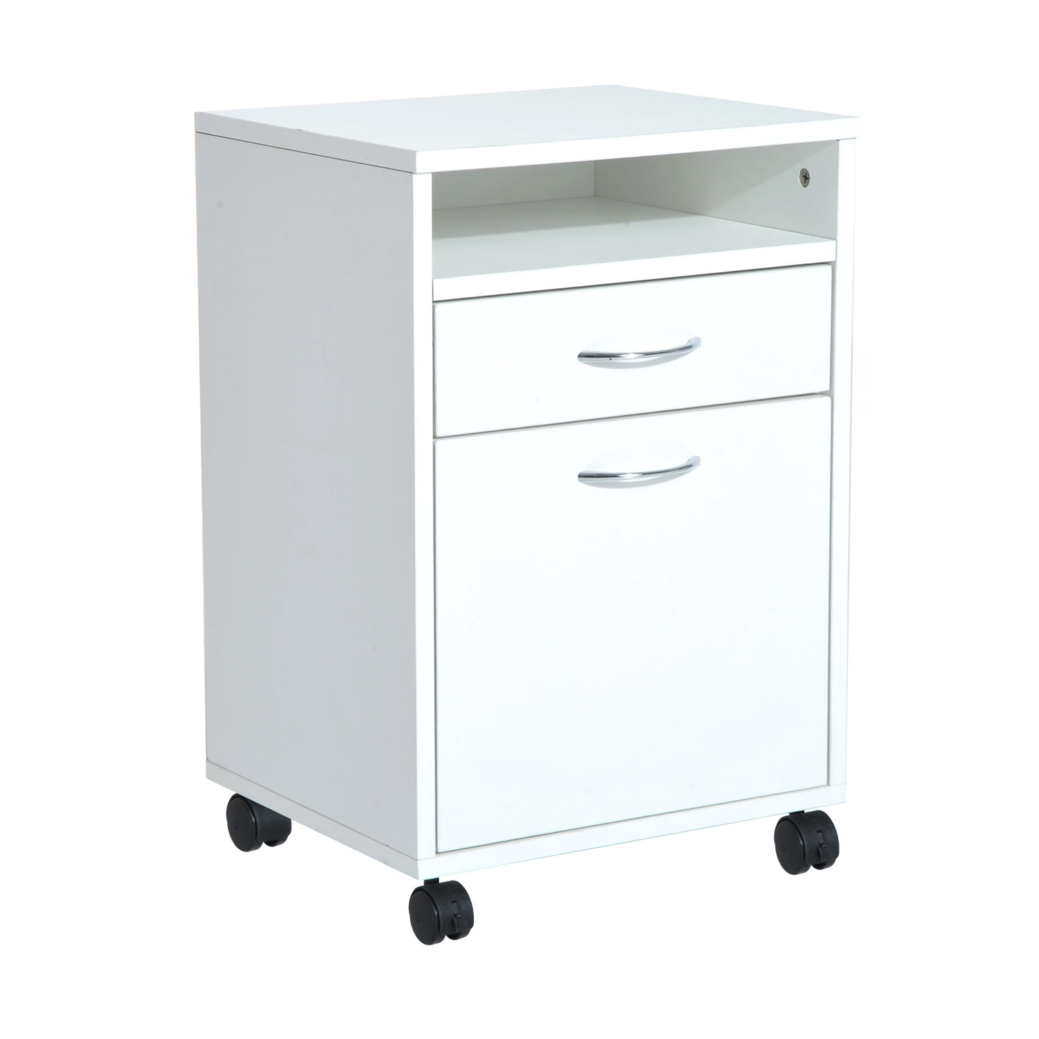 White Mobile Storage Cabinet with 2 Drawers and Castors