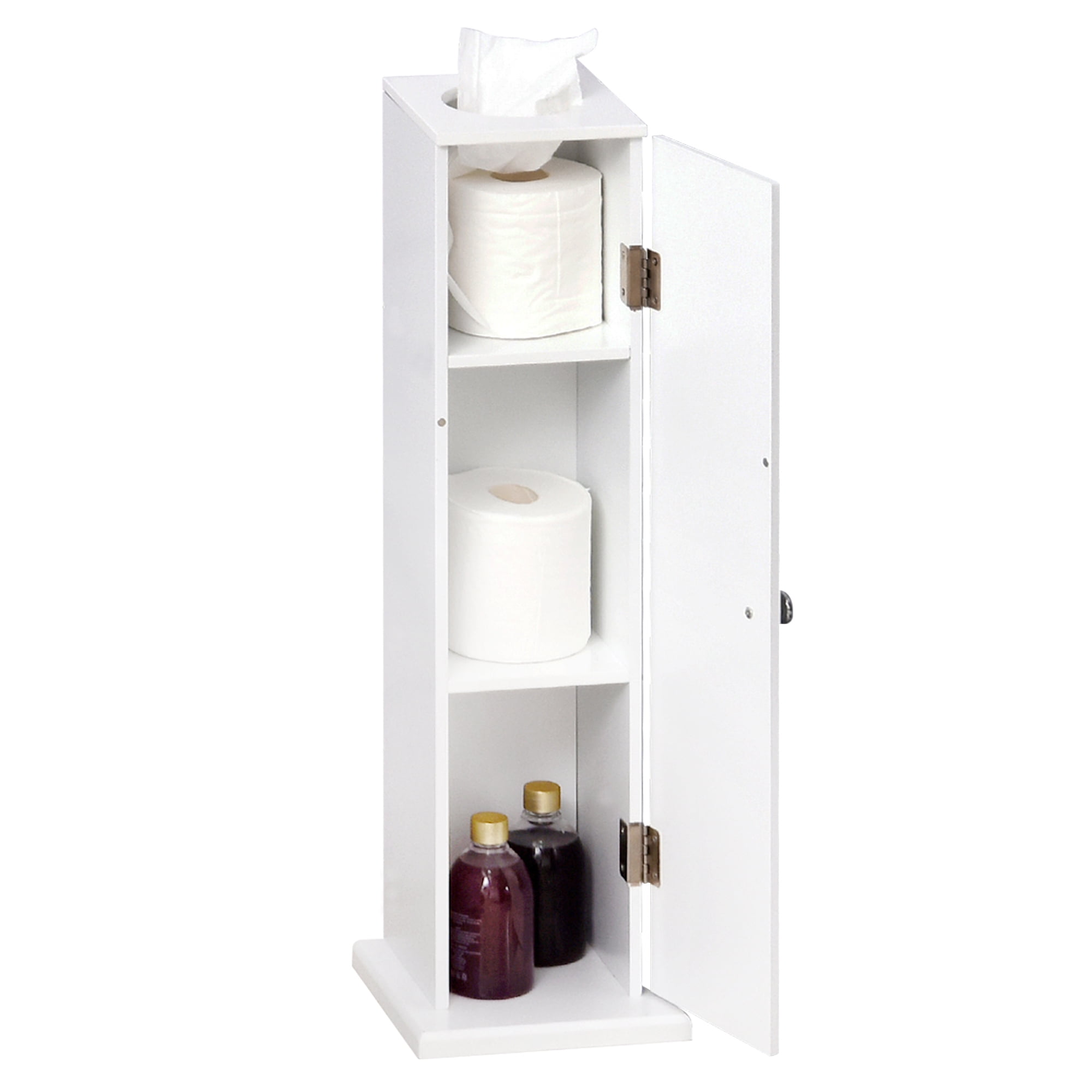 HomCom 26" Modern Country Vertical Bathroom Storage Cupboard Cabinet - White