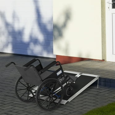 HomCom 3' Portable Wheelchair Ramp/Aluminum Threshold Mobility Single-Fold for Scooter with Carrying Handle