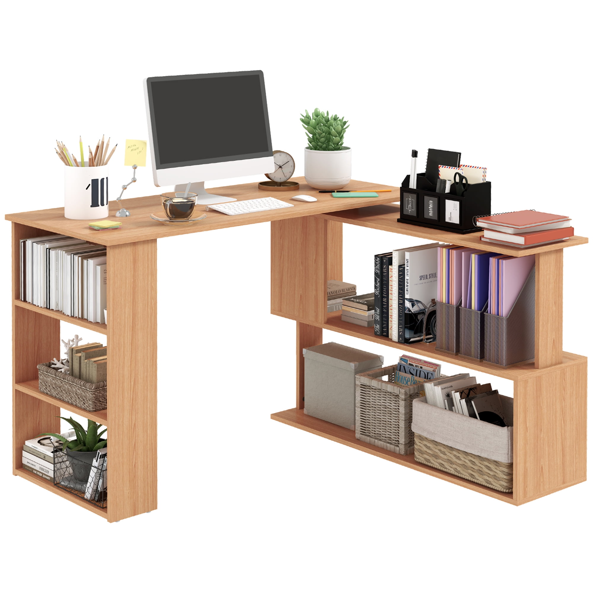 Rotating office desk and shelf combo online