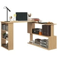 thumbnail image 1 of HomCom 360° Rotating Home Office Corner Desk and Storage Shelf Combo Modern L Shaped Rotating Computer Desk with Bookshelves, 1 of 9