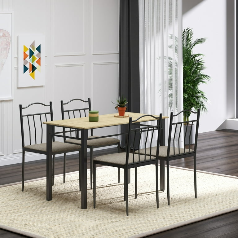 HomCom Piece Dining Set Table Chairs for Home Kitchen with
