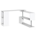 thumbnail image 1 of HOMCOM 55" 360Â° Rotating Corner Computer Desk Modern L-Shaped Home Office Workstation with 3-Tier Storage Shelves, Bookshelf, White, 1 of 8