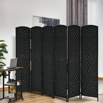 HomCom 6' 6 Panel Wicker Weave Room Divider Privacy Screen - Black Wood