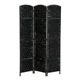 thumbnail image 1 of HomCom 6' Tall Wicker Weave 3 Panel Room Divider Privacy Screen - Black Wood, 1 of 8