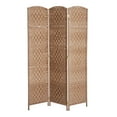 thumbnail image 1 of HomCom 6' Tall Wicker Weave 3 Panel Room Divider Privacy Screen - Natural Blonde Wood, 1 of 9