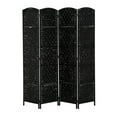 thumbnail image 1 of HomCom 6' Tall Wicker Weave 4 Panel Room Divider Privacy Screen - Black Wood, 1 of 9