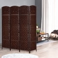 thumbnail image 1 of HOMCOM 6' Tall Wicker Weave 4 Panel Room Divider Privacy Screen - Brown, 1 of 9
