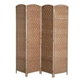 thumbnail image 1 of HomCom 6' Tall Wicker Weave 4 Panel Room Divider Privacy Screen - Natural Blonde Wood, 1 of 8