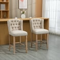 thumbnail image 1 of HomCom Bar Stool, Beige, Set of 2, 1 of 9