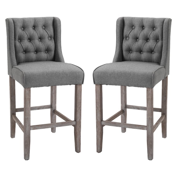 HomCom Bar Stool, Grey, Set of 2
