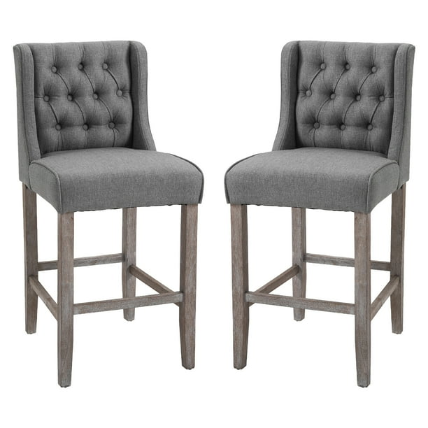 HomCom Bar Stool, Grey, Set of 2 - Walmart.com