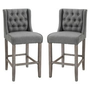 HomCom Bar Stool, Grey, Set of 2