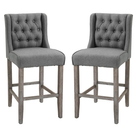 HomCom Bar Stool, Grey, Set of 2
