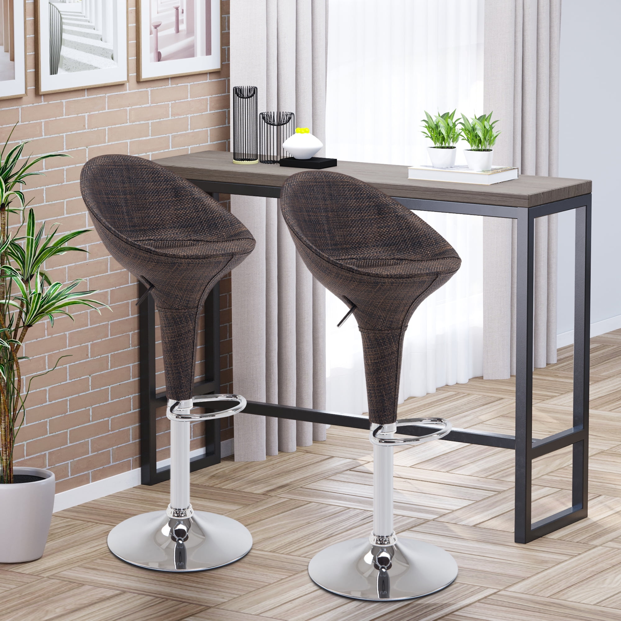Island Breeze Rattan Wicker Adjustable Swivel Bar Stool - Set of 2