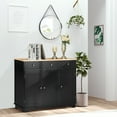 thumbnail image 1 of HOMCOM Kitchen Storage Cabinet, Sideboard Floor Cupboard with Solid Wood Top, Adjustable Shelf, and 3 Drawers for Living Room, Black, 1 of 9