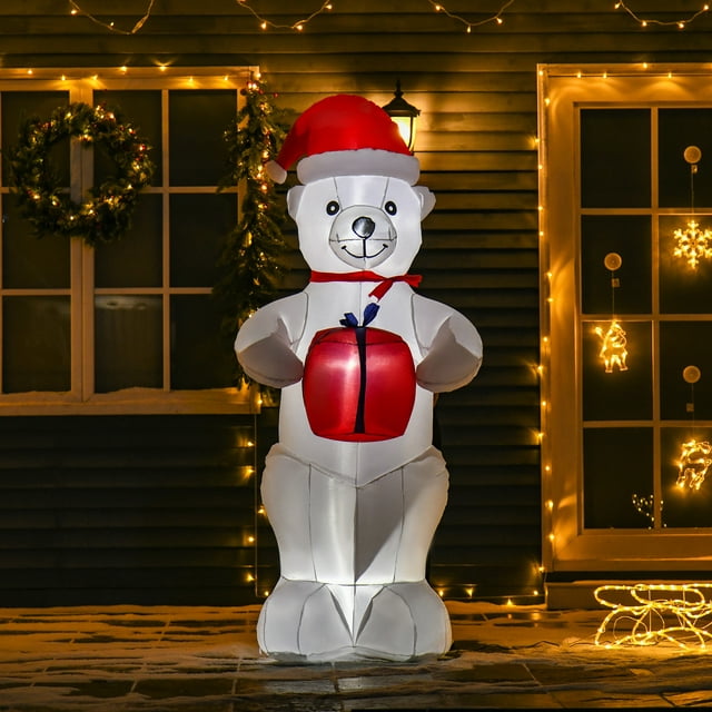 HomCom Christmas Polar Bear Lighted Yard Inflatable, 5.9' - Walmart.com