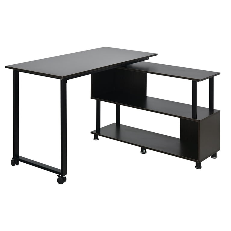 HOMCOM L-Shaped Corner Computer Desk Study Table w/ Storage Shelf