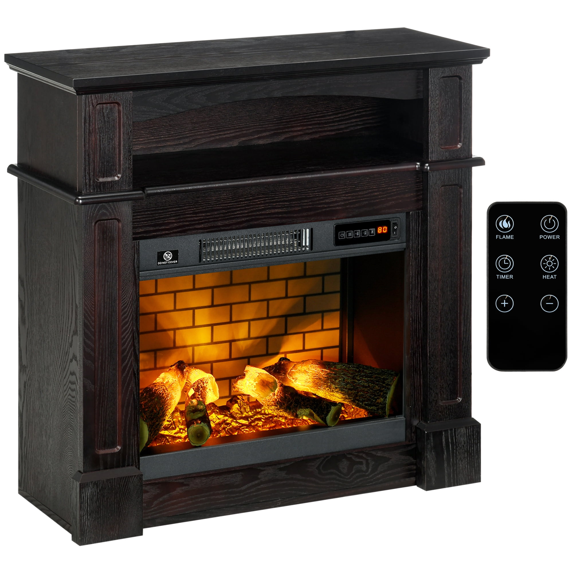 HomCom Electric Fireplace with Mantel, 1400W, Brown - Walmart.com