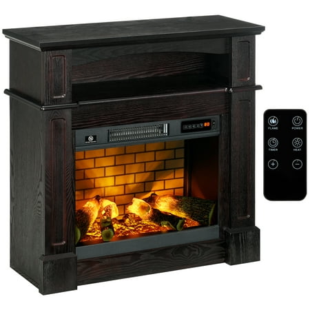 HomCom Electric Fireplace with Mantel, 1400W, Brown
