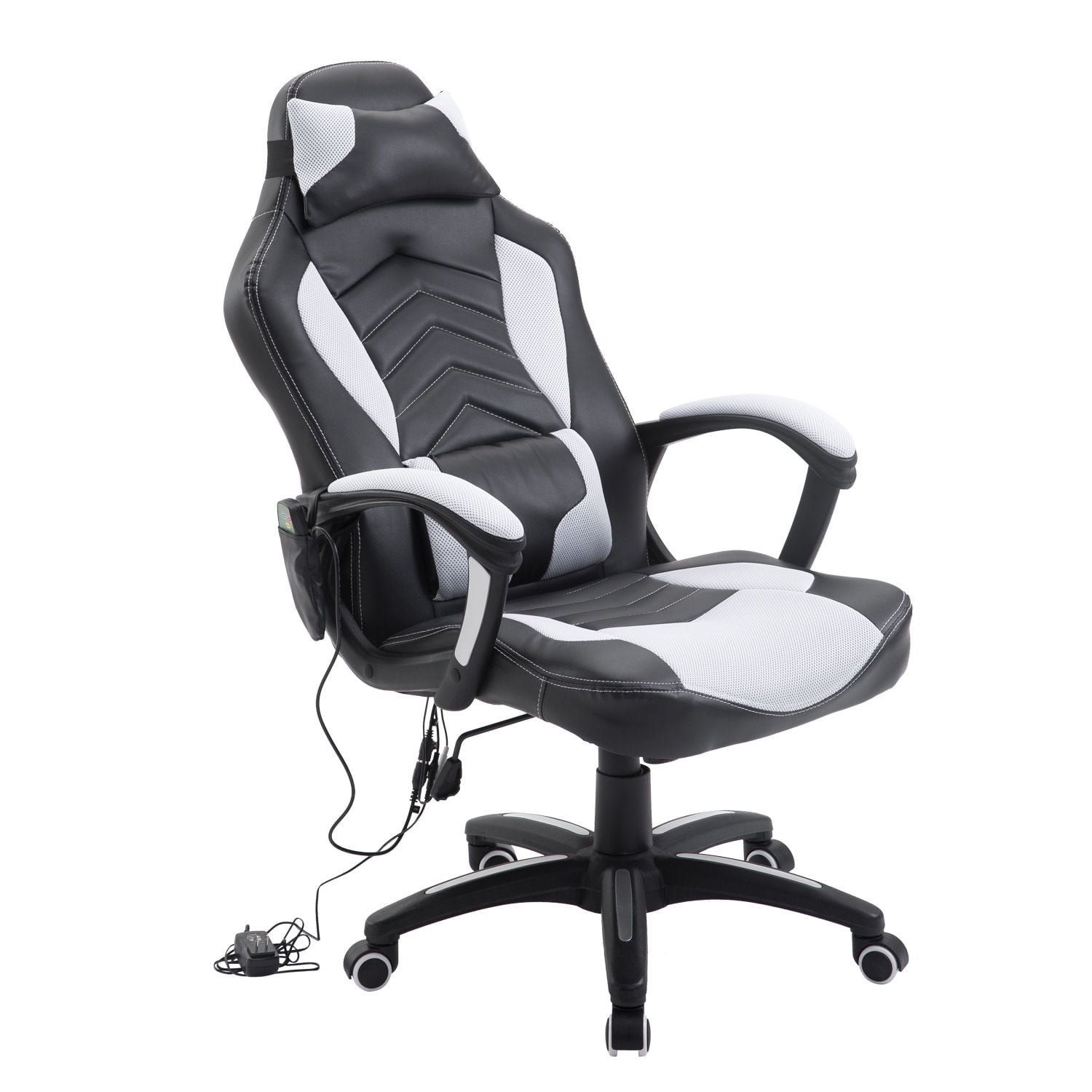 HomCom Ergonomic & Back Support Gaming Chair Rocker, White - Walmart.com
