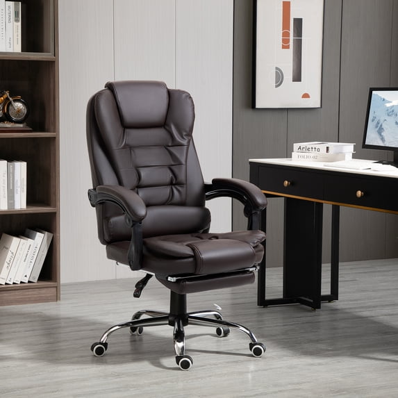 HomCom Executive Chair with Reclining & Swivel, 264 lb. Capacity, Dark Brown