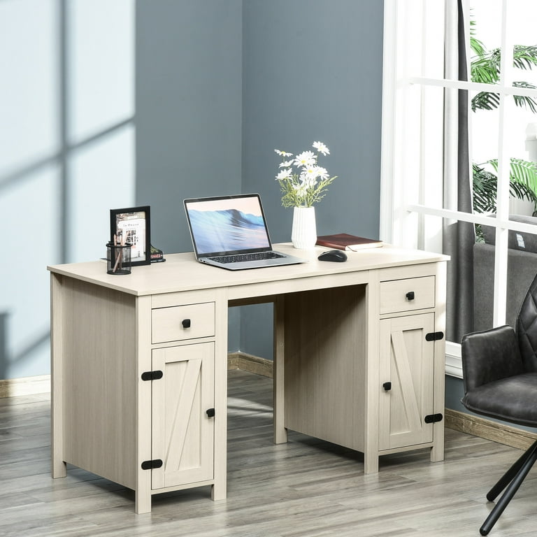 HomCom Farmhouse-Style Home Office Computer Desk with Desktop 